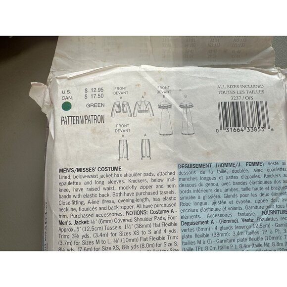 Y2K Butterick 3237 Costume Sewing Pattern Matador Flamenco Dress All Sizes UNCUT - Picture 4 of 7